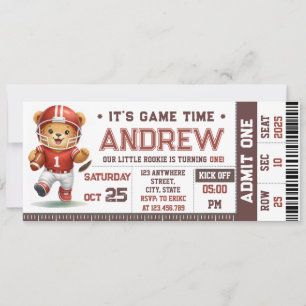 Personal Cute American Football Ticket Birthday Invitation