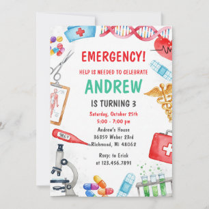 Personal Digital Doctor Kid Medical Birthday Party Invitation