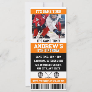 Personal Digital Hockey Ticket Birthday Add Photo Invitation