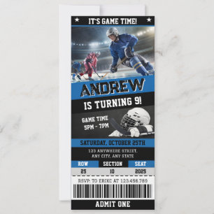 Personal Digital Hockey Ticket Birthday Invitation