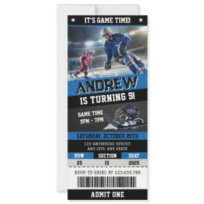 Personal Digital Hockey Ticket Birthday Invitation