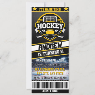 Personal Digital Hockey Ticket Birthday Sports Invitation