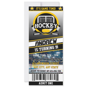 Personal Digital Hockey Ticket Birthday Sports  Invitation