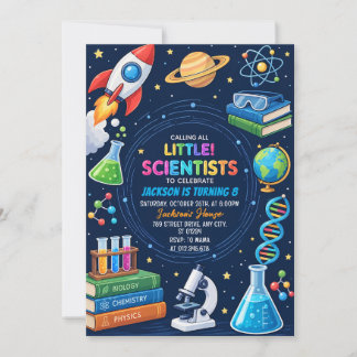 Personal Digital Science Experiment Birthday Invitation