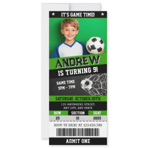 Personal Digital Soccer Ticket Birthday Invitation
