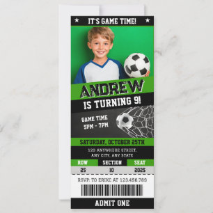 Personal Digital Soccer Ticket Birthday Invitation