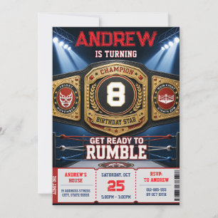 Personal Digital Wrestling Birthday Invitation