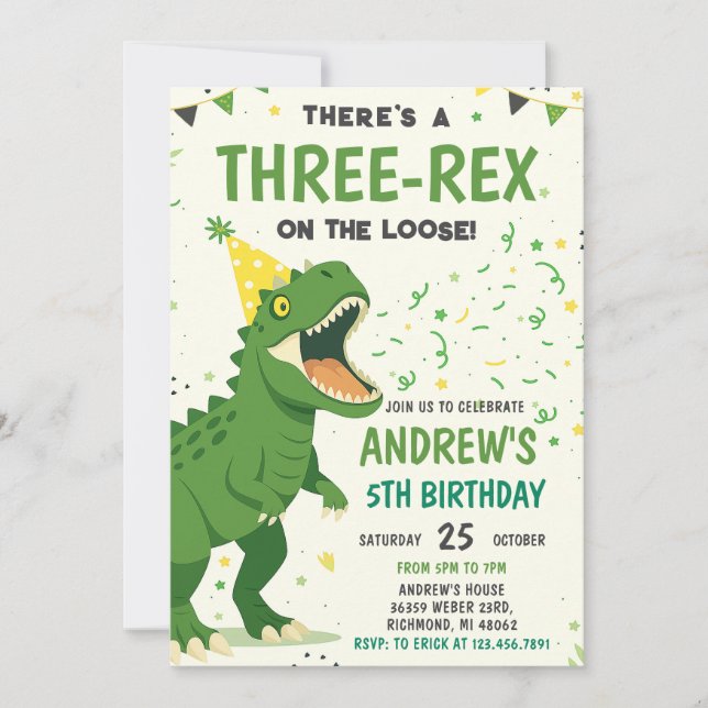 Personal Dinosaur Birthday for boy Invitation (Front)