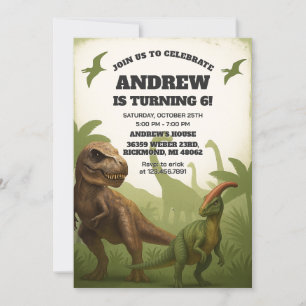 Personal Dinosaur T-rex birthday for boy Invitation