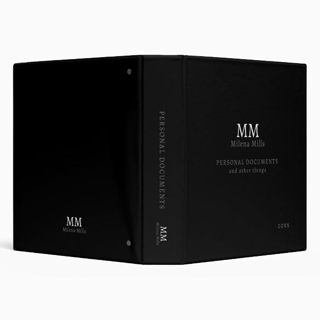 Personal Documents black and white 3 Ring Binder (Background)