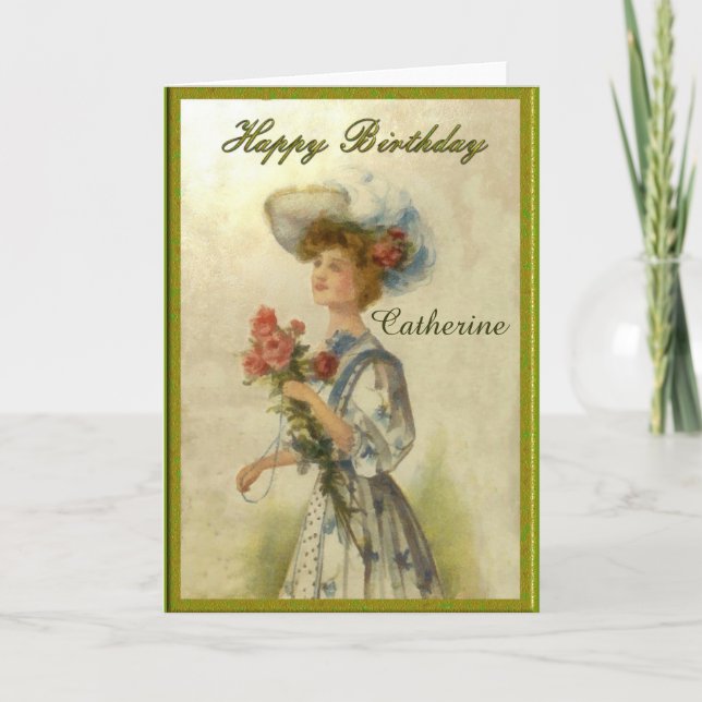 Personal Edwardian Lady Birthday Card (Front)