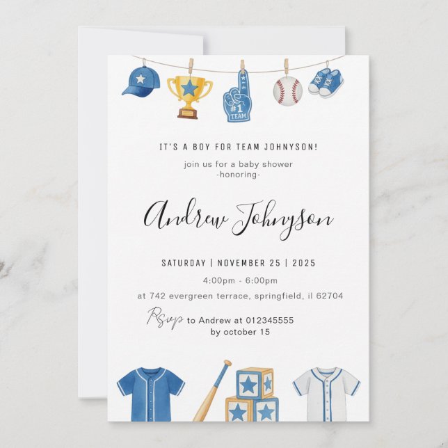 Personal Elegant Sports Baby Shower Invitation (Front)