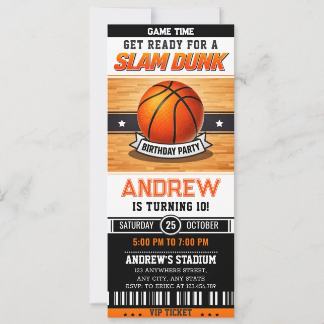 Personal Fast Break Birthday Party Invitation (Front)