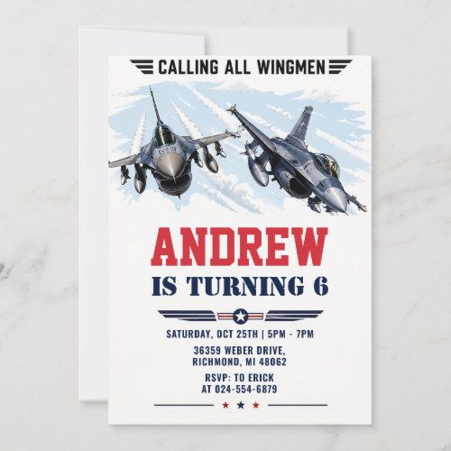 Personal Fighter Air force Birthday party Invitation
