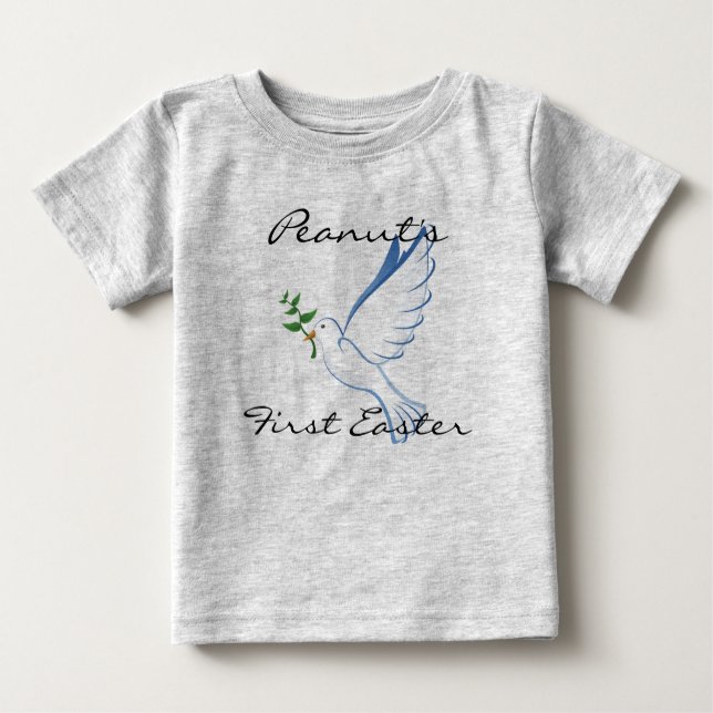 Personal First Easter Dove of Peace Baby Tee (Front)
