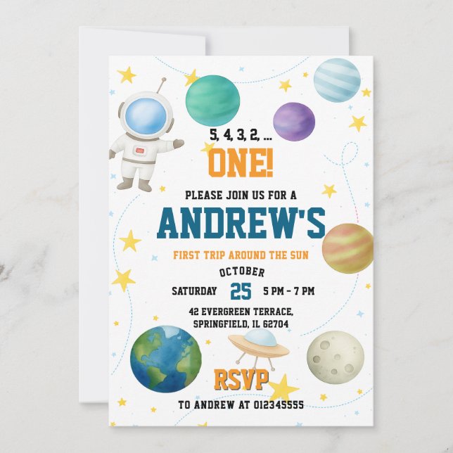 Personal First Trip Around the Sun Birthday Invitation (Front)
