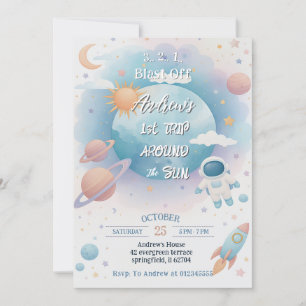 Personal First Trip Around the Sun Birthday Invitation
