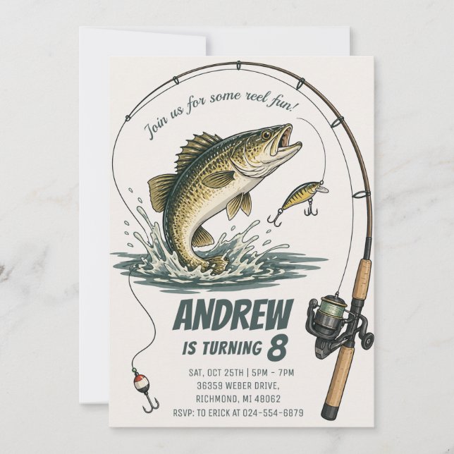 Personal Fishing Birthday for kid  Invitation (Front)