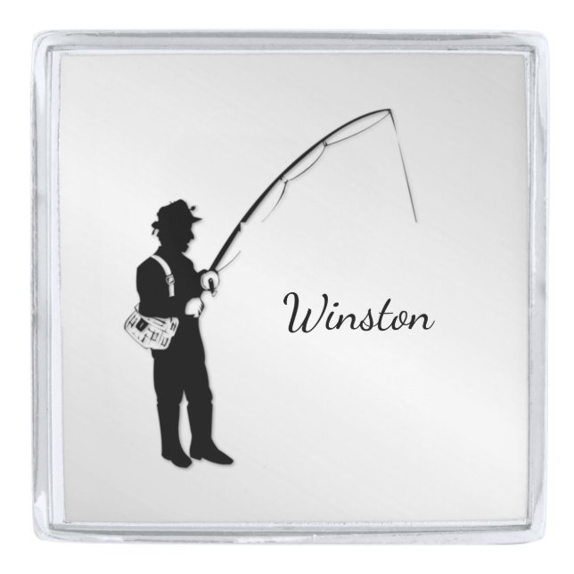 Personal Fishing Silver Finish Lapel Pin (Front)