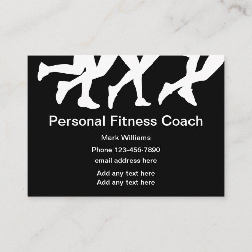 Personal Fitness Coach Black And White Business Card