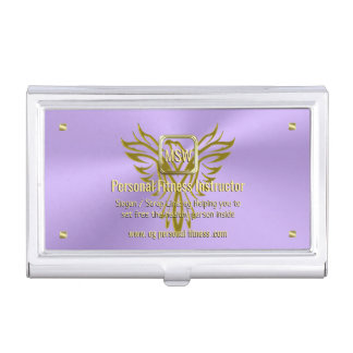 Personal Fitness, Golden Square, Lilac, Phoenix Business Card Case