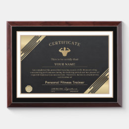 Personal Fitness Trainer Certificate  Award Plaque