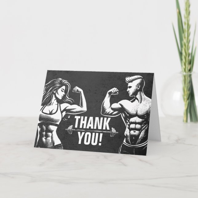 Personal Fitness Trainer Gym Instructor Thank You Card (Front)
