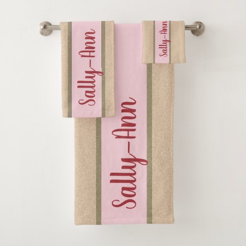 Personal Fluffy Structure Custom Pink Name Bath Towel Set
