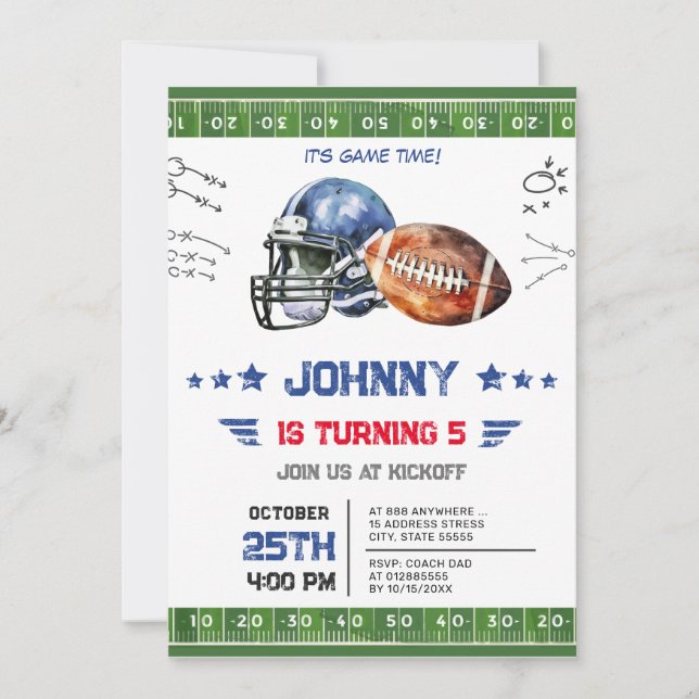 Personal Football Birthday Invitation (Front)