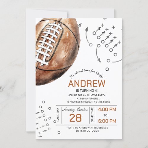 Personal football birthday party invitation