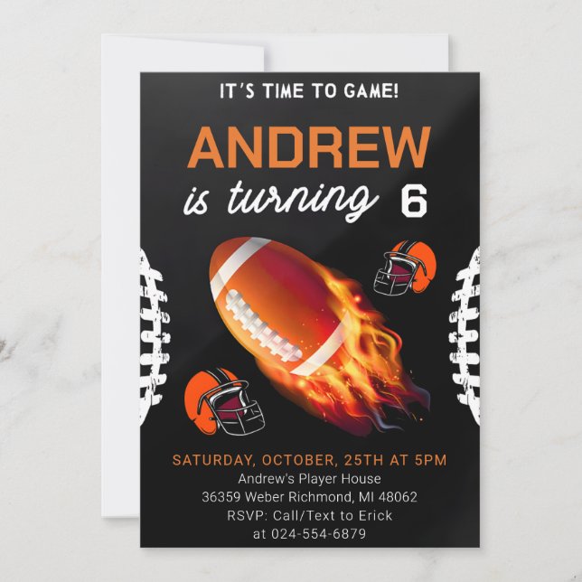Personal Football Birthday with photo Invitation (Front)