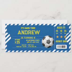 Personal Football Soccer Game Ticket Party Invitation