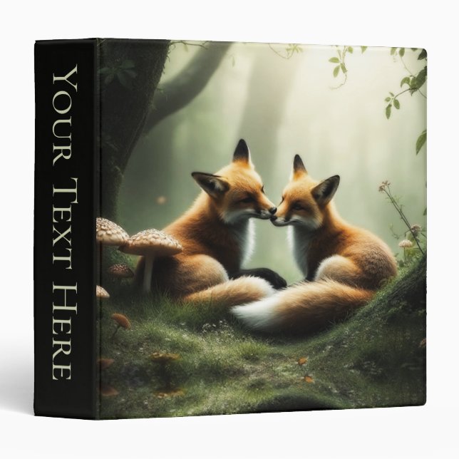 Personal Fox Cuddle in Misty Forest  3 Ring Binder (Front/Spine)