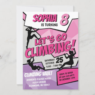 Personal Girls Rock Climbing Birthday Invitation