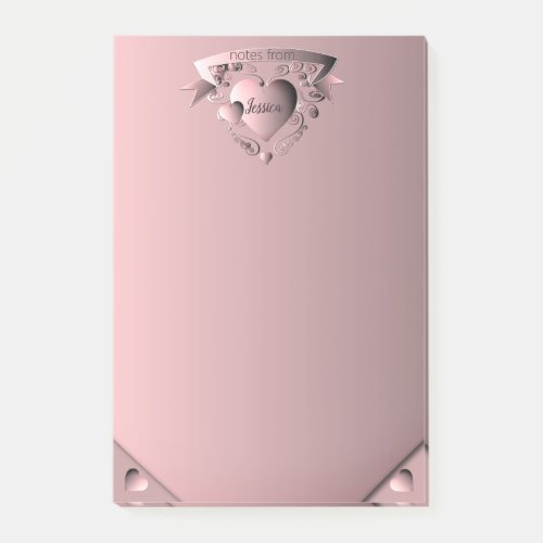 Personal Girly Pink 3DHearts Post_it Notes