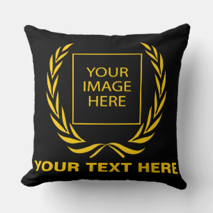 Personal Golden Laurel Wreath Throw Pillow
