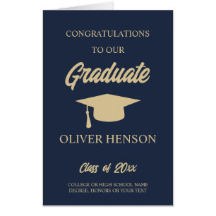 Personal graduation card for the student, gold,