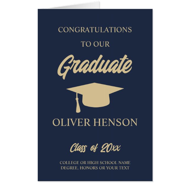 Personal graduation card for the student, gold, (Front)