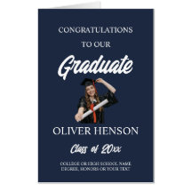 Personal graduation card for the student, gold,