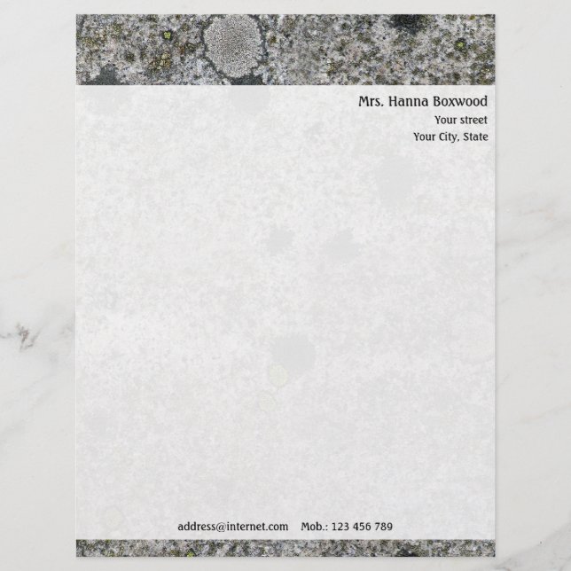 Personal Granite Rock Texture with Return Address Letterhead (Front)