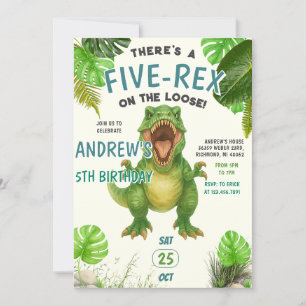 Personal Green Dinosaur Birthday party for boy Invitation