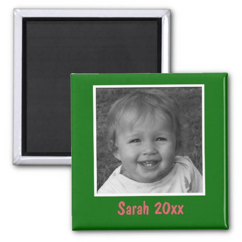 Personal Green Greeting Custom Photo and Text Magnet