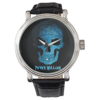Personal Halloween Scary Blue Night Skull 