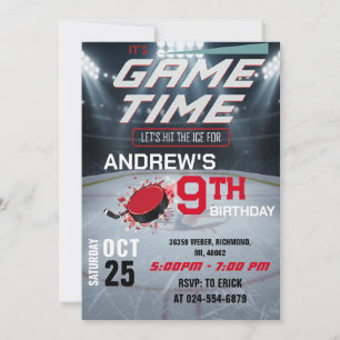 Personal Hockey Birthday with photo Invitation