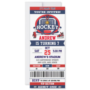 Personal Hockey Game Ticket Birthday Party Invitation
