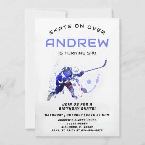 Personal Hockey Theme Birthday Party Invitation