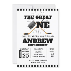 Personal Hockey Theme First Birthday Invitation