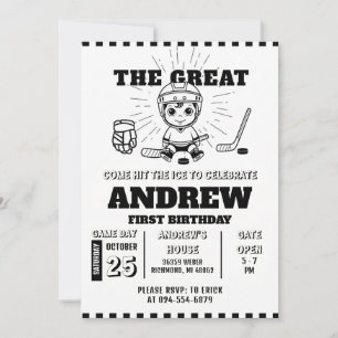 Personal Hockey Theme First Birthday Invitation