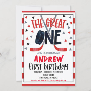 Personal Hockey Theme First Birthday Invitation