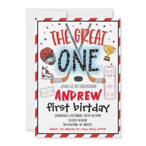 Personal Hockey Theme First Birthday Invitation